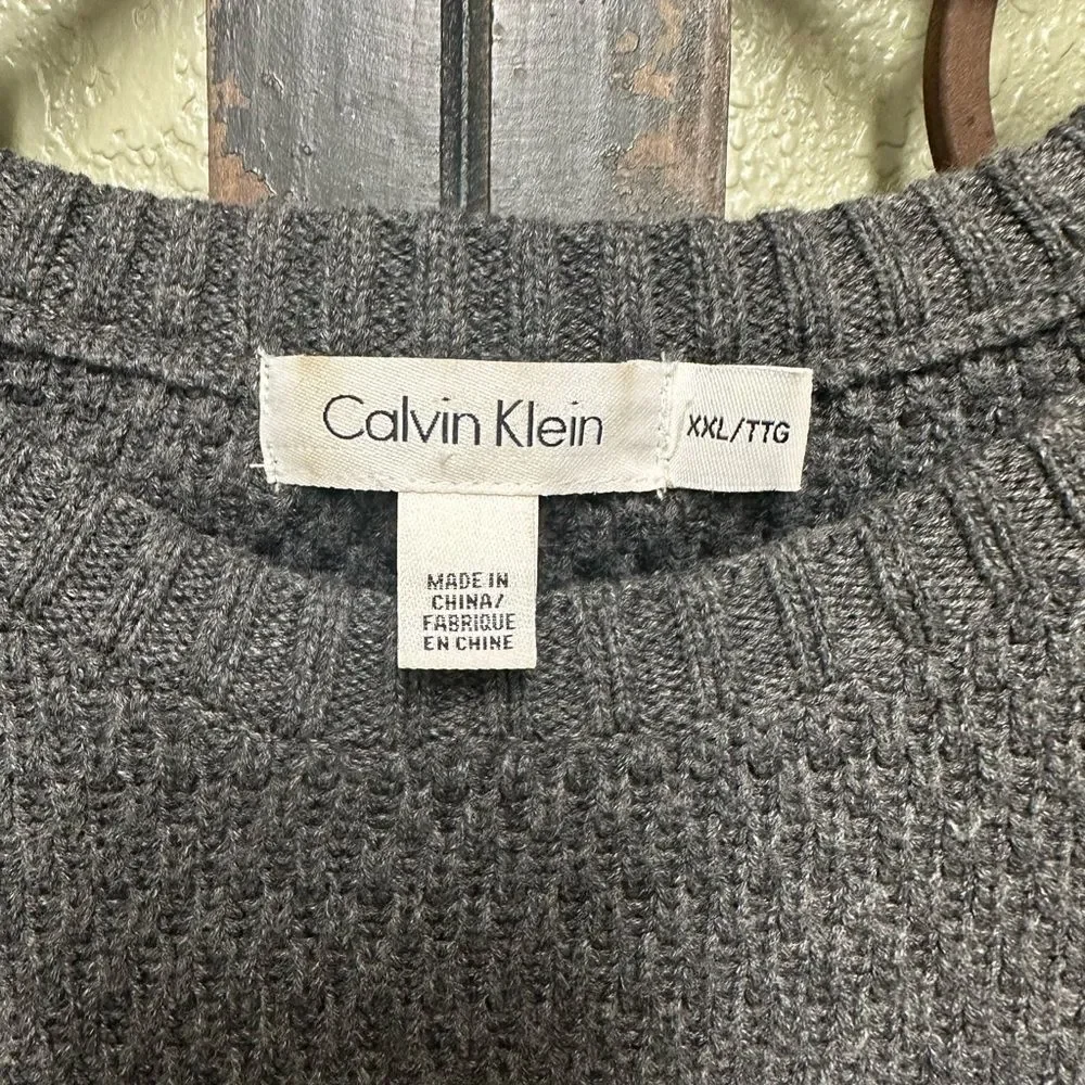 Calvin Klein grey block knit sweater